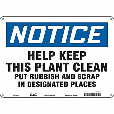 CONDOR 468Z64 Safety Sign 10 in x 14 in Aluminum