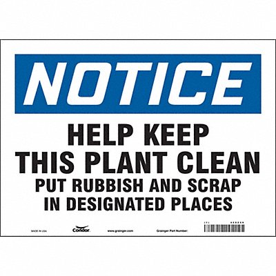 CONDOR 468Z69 Safety Sign 10 in x 14 in Vinyl
