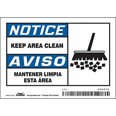 CONDOR 468Z78 Safety Sign 3 1/2 in x 5 in Vinyl PK5