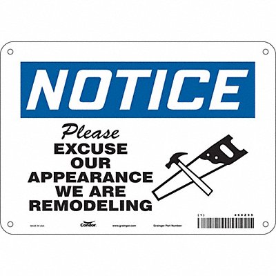 CONDOR 468Z95 Safety Sign 7 in x 10 in Aluminum