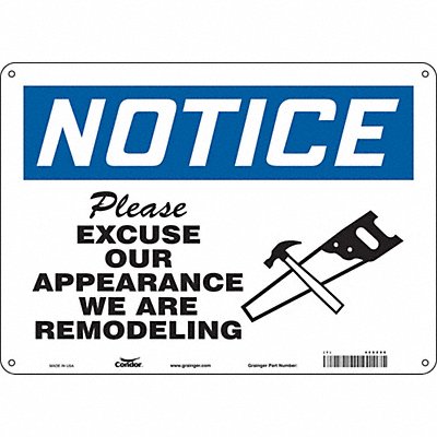 CONDOR 468Z96 Safety Sign 10 in x 14 in Aluminum