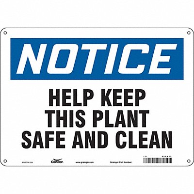 CONDOR 469A23 Safety Sign 10 in x 14 in Polyethylene