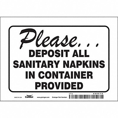 CONDOR 469C10 Safety Sign 5 in x 7 in Vinyl