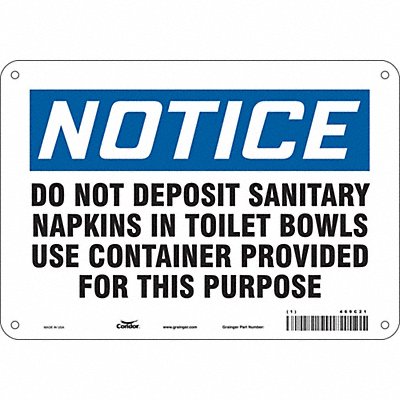 CONDOR 469C21 Safety Sign 7 in x 10 in Polyethylene