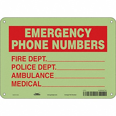 CONDOR 469D70 Safety Sign 7 in x 10 in Polyethylene