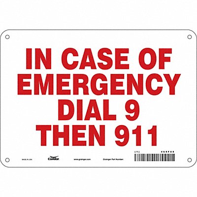 CONDOR 469F88 Safety Sign 7 in x 10 in Aluminum