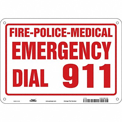 CONDOR 469G66 J9329 Safety Sign 7 in x 10 in Aluminum