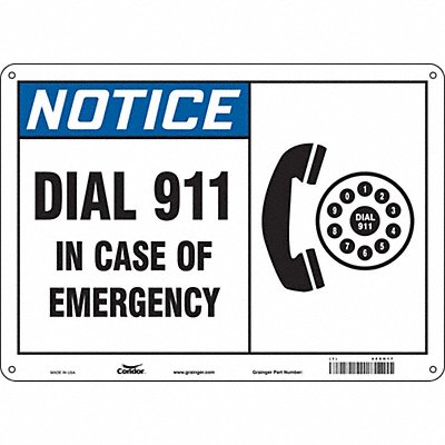 CONDOR 469H17 Safety Sign 10 in x 14 in Polyethylene