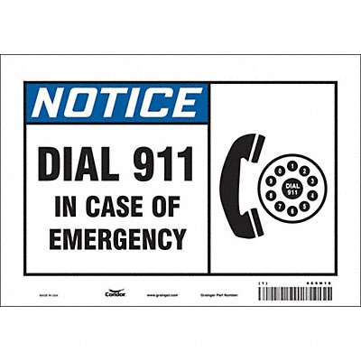CONDOR 469H18 Safety Sign 7 in x 10 in Vinyl