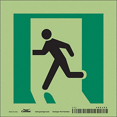 CONDOR 469J02 Safety Sign 6 in x 6 in Glow Vinyl