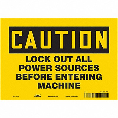 CONDOR 469K77 Safety Sign 7 in x 10 in Vinyl