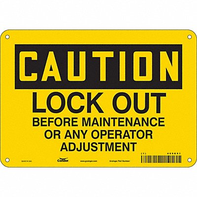 CONDOR 469K81 Safety Sign 7 in x 10 in Polyethylene