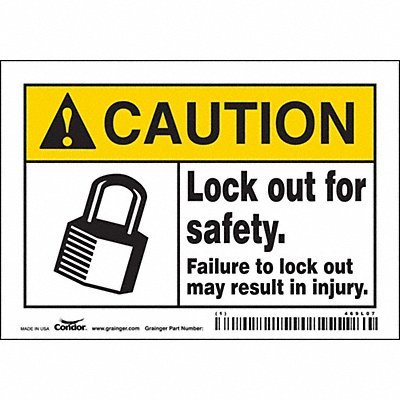 CONDOR 469L07 K0107 Safety Sign 3 1/2 inx5 in Vinyl