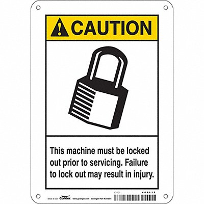 CONDOR 469L12 Safety Sign 10 in x 7 in Polyethylene