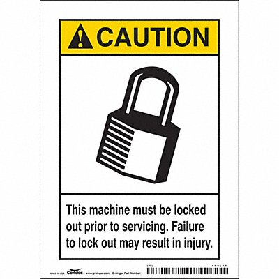 CONDOR 469L15 Safety Sign 7 inx5 in Vinyl