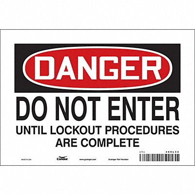 CONDOR 469L34 Safety Sign 7 inx10 in Vinyl