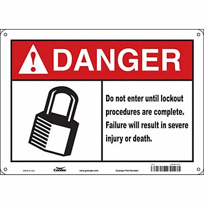 CONDOR 469L37 Safety Sign 10 inx14 in Aluminum