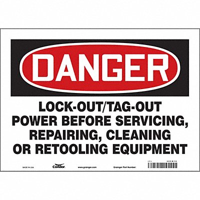 CONDOR 469M10 Safety Sign 7 inx10 in Vinyl