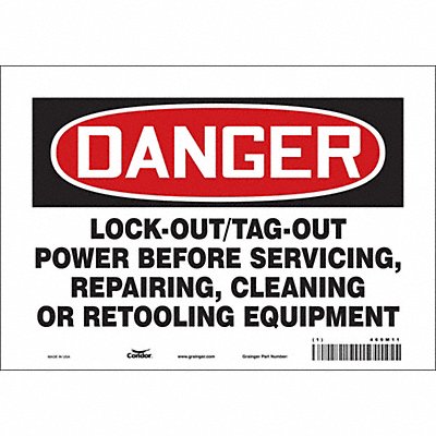 CONDOR 469M11 Safety Sign 10 inx14 in Vinyl