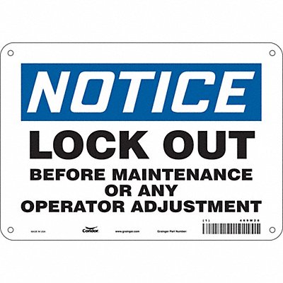 CONDOR 469M26 Safety Sign 7 in x 10 in Polyethylene