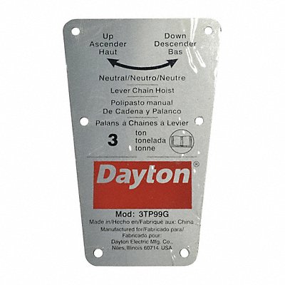 DAYTON 71317739G Capacity Label