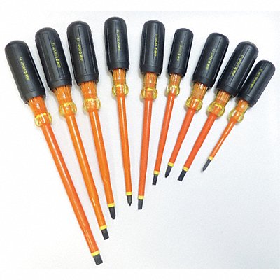 IDEAL 359103 Ins. Screwdriver Set Slot/Phllps/Sq 9 Pc