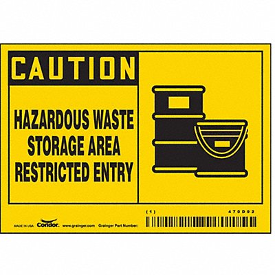CONDOR 470D92 Safety Sign 3.5in x 5in Vinyl
