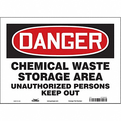 CONDOR 470G29 Safety Sign 10 in x 14 in Vinyl
