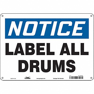 CONDOR 470H06 Safety Sign 10 in x 14 in Polyethylene