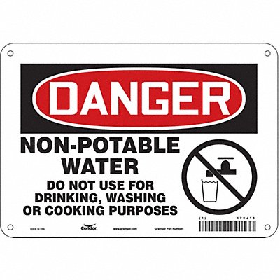 CONDOR 470J13 Safety Sign 7 in x 10 in Aluminum