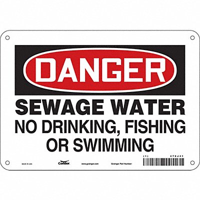 CONDOR 470J41 Safety Sign 7 in x 10 in Polyethylene