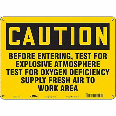 CONDOR 470K37 Safety Sign 10 in x 14 in Aluminum