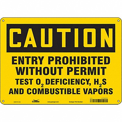 CONDOR 470K45 Safety Sign 10 in x 14 in Polyethylene