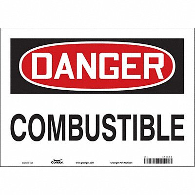 CONDOR 470K65 Safety Sign 10 inx14 in Vinyl