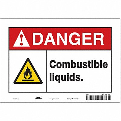 CONDOR 470K94 Safety Sign 7 in x 10 in Vinyl