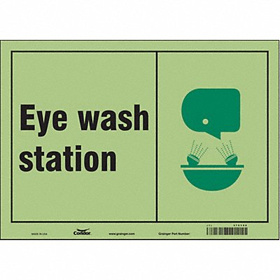 CONDOR 470Y98 Safety Sign 10 in x 14 in Glow Vinyl