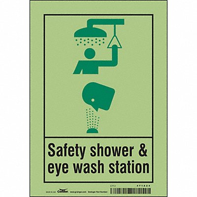 CONDOR 471A24 Safety Sign 10 in x 7 in Glow Vinyl