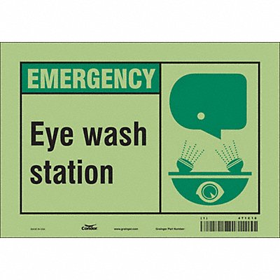 CONDOR 471C16 Safety Sign 7 in x 10 in Glow Vinyl