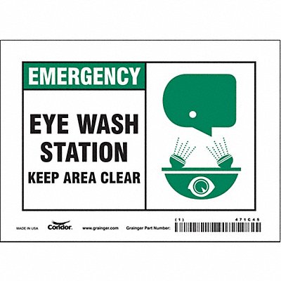 CONDOR 471C45 Safety Sign 5 in x 7 in Vinyl