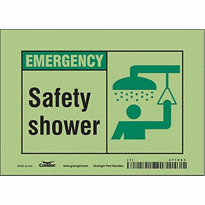 CONDOR 471C63 Safety Sign 5 in x 7 in Glow Vinyl