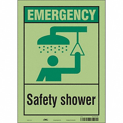 CONDOR 471C78 Safety Sign 14 in x 10 in Glow Vinyl