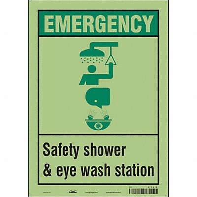CONDOR 471D10 Safety Sign 14 in x 10 in Glow Vinyl