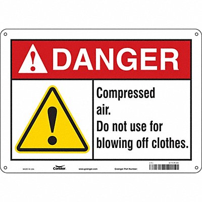 CONDOR 471P29 Safety Sign 10 in x 14 in Polyethylene