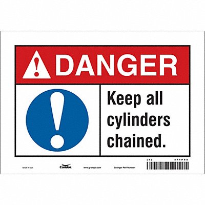 CONDOR 471P90 Safety Sign 7 in x 10 in Vinyl
