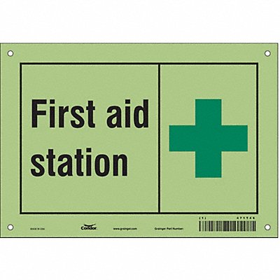 CONDOR 471T46 Safety Sign 7 in x 10 in Glow Vinyl