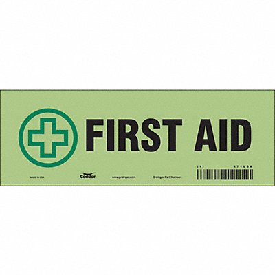 CONDOR 471U08 Safety Sign 3 1/2 in x 10 in Glow Vinyl