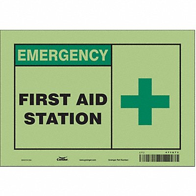 CONDOR 471U73 Safety Sign 7 in x 10 in Glow Vinyl
