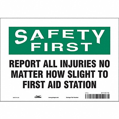 CONDOR 471V72 Safety Sign 7 inx10 in Vinyl