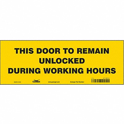 CONDOR 471W54 Safety Sign 5 in x 14 in Vinyl