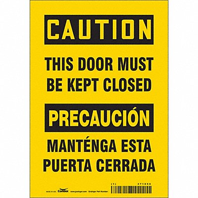 CONDOR 471X66 Safety Sign 10 in x 7 in Vinyl